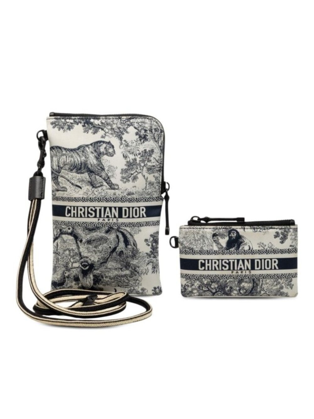 Dior Label Multifunction Toile de Jouy Pouch White Navy Black - Picture 7 of 7